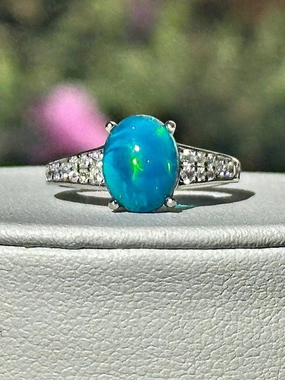 Blue Opal Statement Ring, Sterling Silver, Sz 5, BRAND NEW